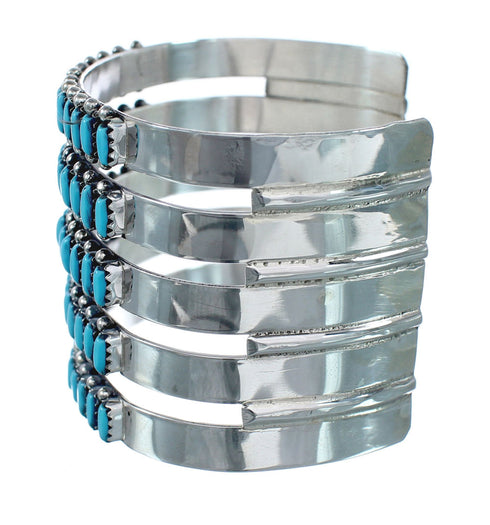 Zuni Turquoise Needlepoint Genuine Sterling Silver Cuff Bracelet AX124827